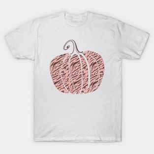 Tiger Print Pumpkin Design T-Shirt